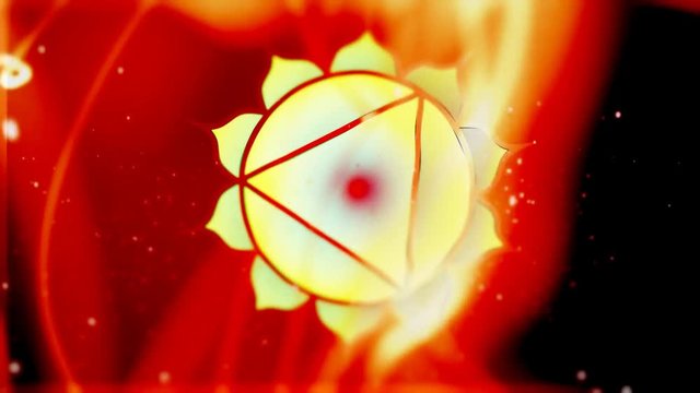 Solar Plexus Manipura Chakra Spins in Energy Field of Fire