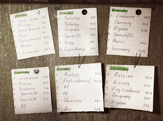 time table sheet for six working days in school