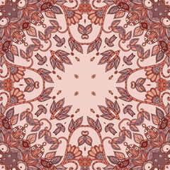 Decorative floral ornament. Can be used for  cards, bandana prints, kerchief design, tablecloths and napkins. 