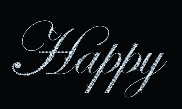 Happy text from diamonds, eps10 vector