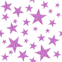 Obraz premium Seamless pattern with lilac stars on white background.