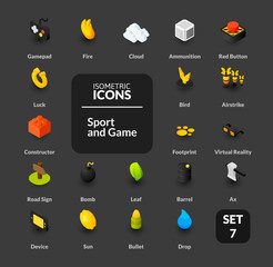 Color icons set in flat isometric illustration style, vector collection - 123480409