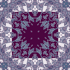 Decorative floral ornament. Can be used for cards, bandana prints, kerchief design, tablecloths and napkins. Male scarf.