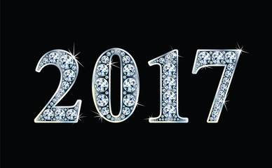 Text design from diamonds, concept for new year 2017. Vector illustration. 