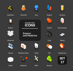 Color icons set in flat isometric illustration style, vector collection