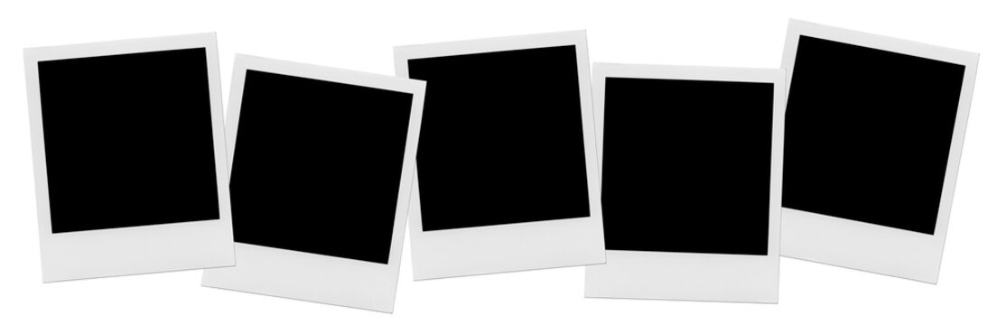Blank polaroid photos in a row