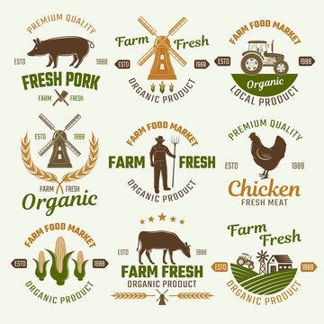 Farm Products Retro Style Emblems