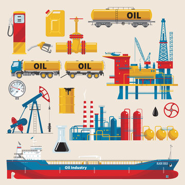 Oil Industry Decorative Icons Set
