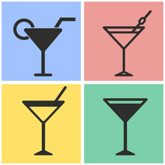 Cocktail icon set.