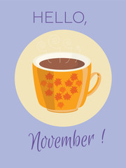 greeting card. Hello November. 