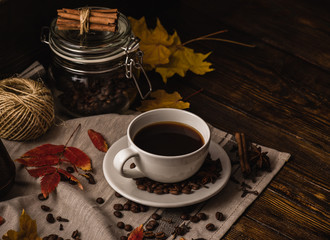 Autumn Evening with Cup of Coffee.