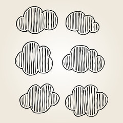 handdrawn of clouds icon with clean background