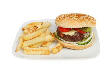 Burger and chips