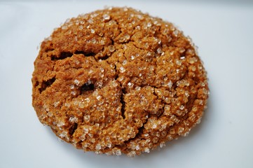 Ginger snap cookie with sparkling crystallized sugar