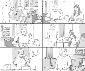 Storyboards couple homelife