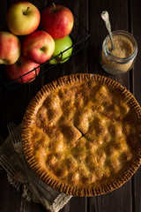 Homemade apple pie. Overhead shot