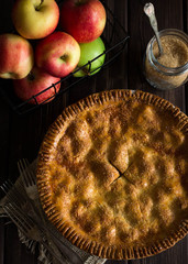 Homemade apple pie. Overhead shot