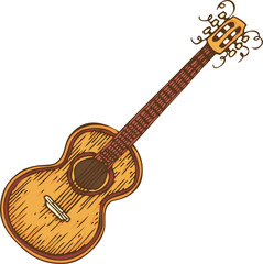 Isolated Wooden Acoustic Guitrar