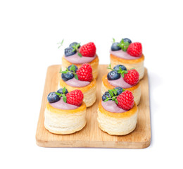 puff  pastry stuffed with soft blueberry curd with berries and t