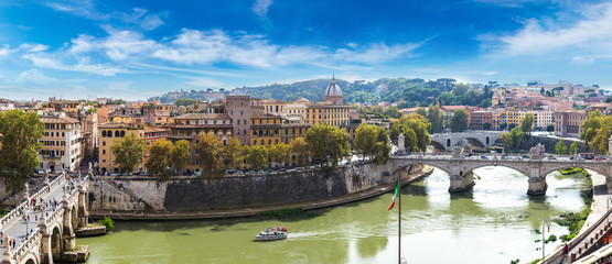 View above Rome and Tiber  in Rome