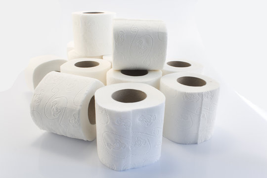Toilet paper rolls isolated on white