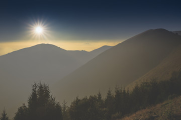 Mountain landscape at sunset