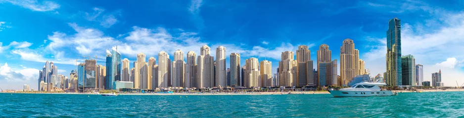 Fotobehang Panorama van de jachthaven van Dubai © Sergii Figurnyi