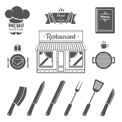 Set of restaurant menu design elements. Vector Illustration.