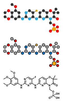 Fostamatinib rheumatoid arthritis drug molecule (Syk inhibitor).