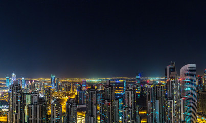 Panorama of Dubai at night