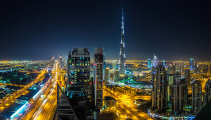 Fototapeta premium Panorama of Dubai at night
