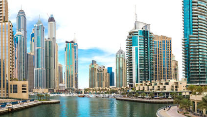 Naklejka na ściany i meble Panorama of Dubai marina
