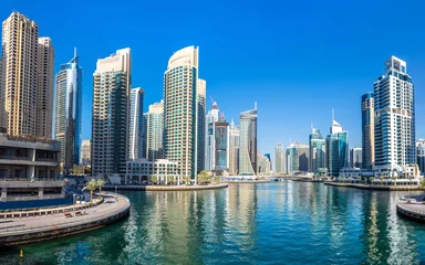 Rolgordijnen Panorama van de jachthaven van Dubai © Sergii Figurnyi