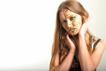 Portrait of girl with panting face makeup