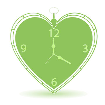 Vintage Heart Shape Clock Vector