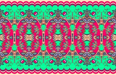 Oriental floral endless pattern. Bright vector background. Print for fabric.