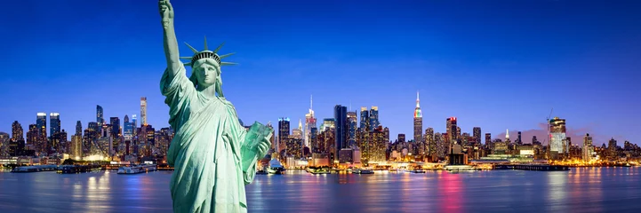 Foto op Plexiglas New York City-panorama & 39 s nachts © eyetronic