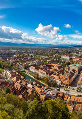 Aerial view of Ljubljana in Slovenia