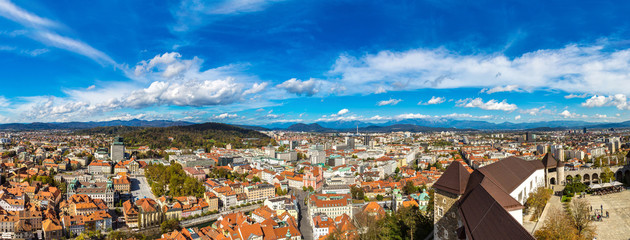 Aerial view of Ljubljana in Slovenia