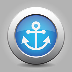 Blue metallic button. White anchor icon.