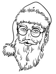 Santa Claus hand drawn portrait.