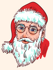 Santa Claus hand drawn portrait.