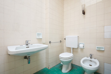Fototapeta na wymiar Old bathroom, tiled interior