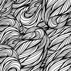Abstract vector seamless pattern with waving curling lines.
