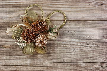 Christmas decoration on the old wooden background