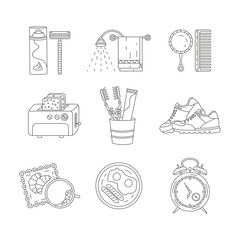 Good morning thin line vector icon set