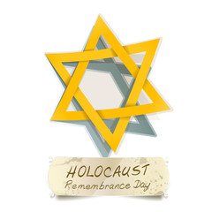 yellow Star of David and Holocaust Remembrance Day vector 