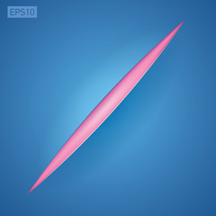 The cut on the blue surface, inside a bright pink background, vector design 