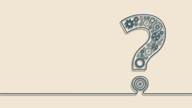 animation of Question mark from gears with alpha matte