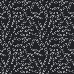 Seamless pattern with grey leaves